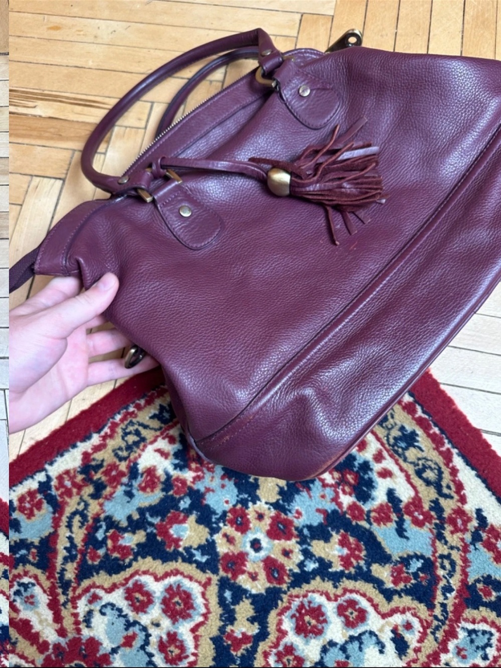Mulberry Burgundy Leather Satchel with Tassel - Picture 2 of 13